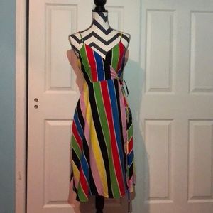 Forever 21 rainbow striped wrap dress